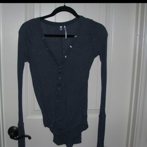 Out From Under Woven Placket Henley Top